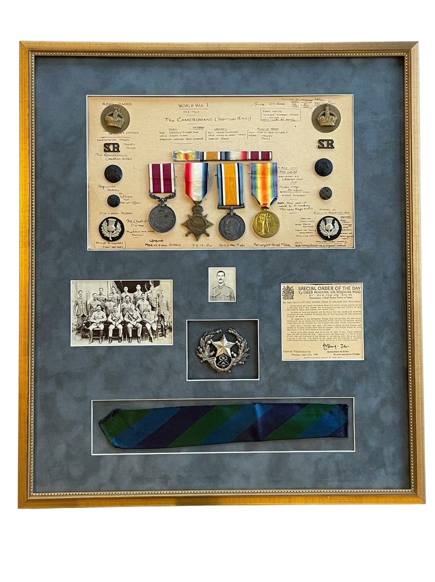 Military medals & awards: Service medals and family memories, arranged with care.